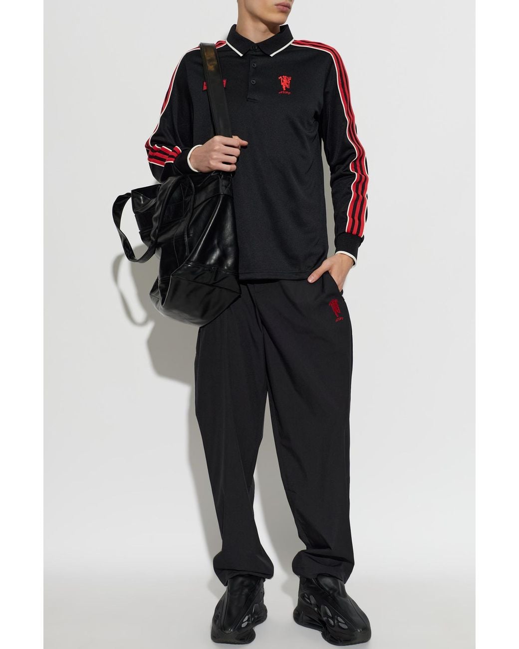 Adidas Originals Black Polo Shirt From The 'Manchester United' Collection for men
