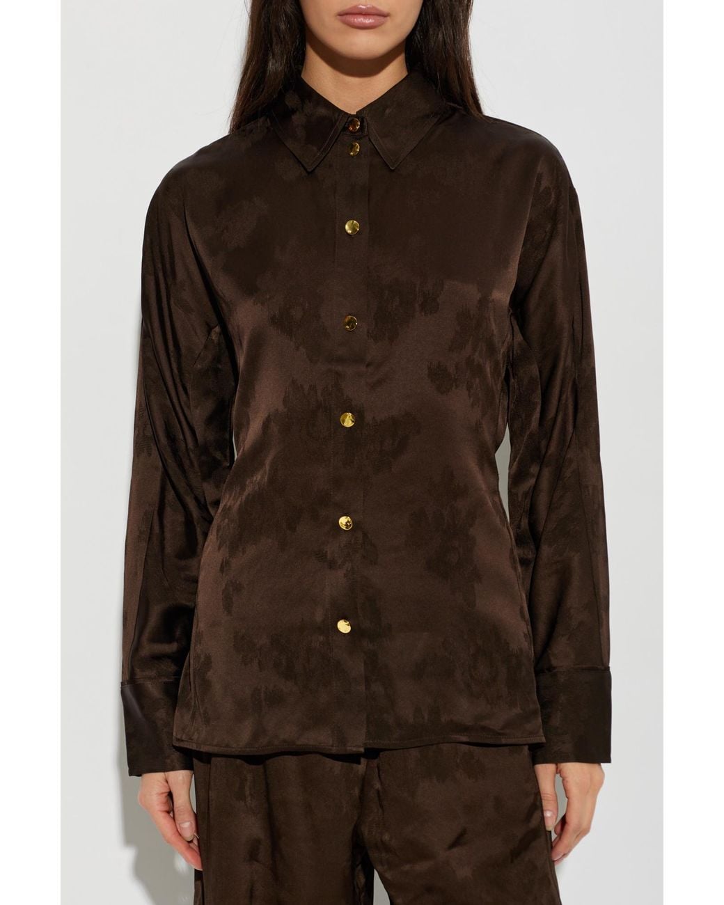 Ganni Brown Shirt With Drawstrings
