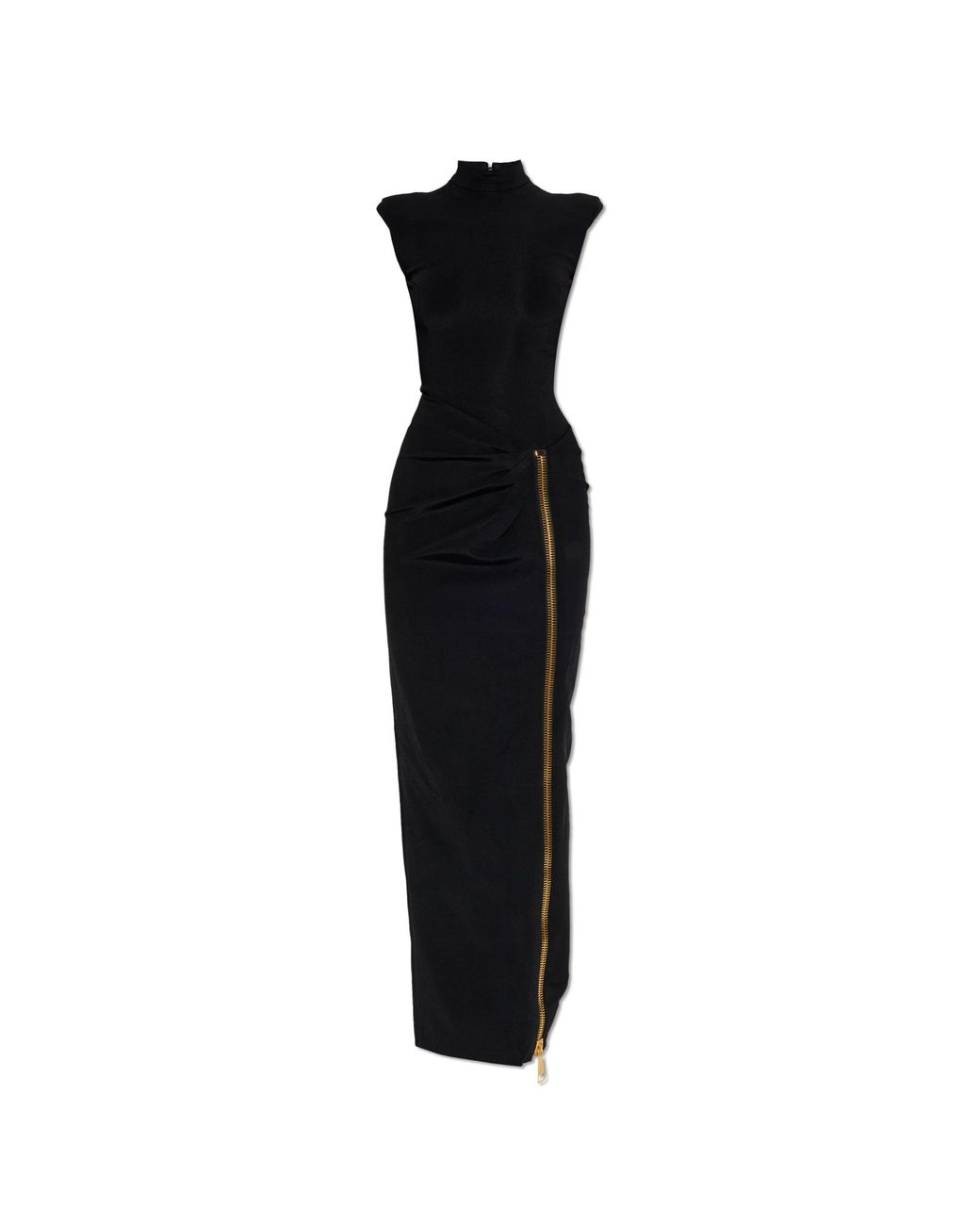 Balmain Black Dress With Decorative Zipper