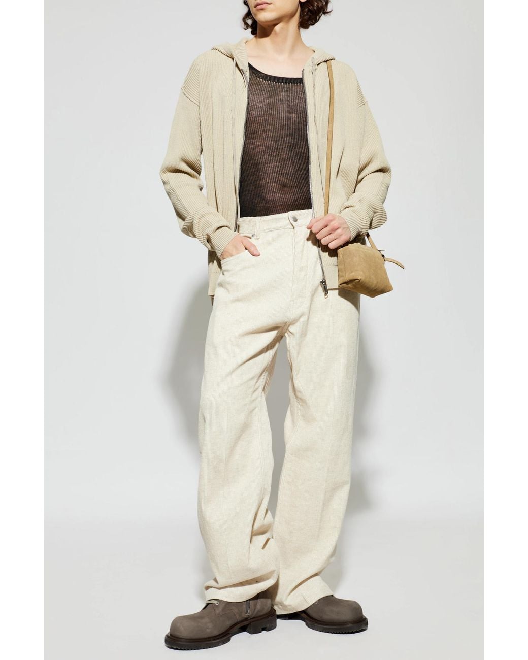 Rick Owens Natural Wool Hoodie for men