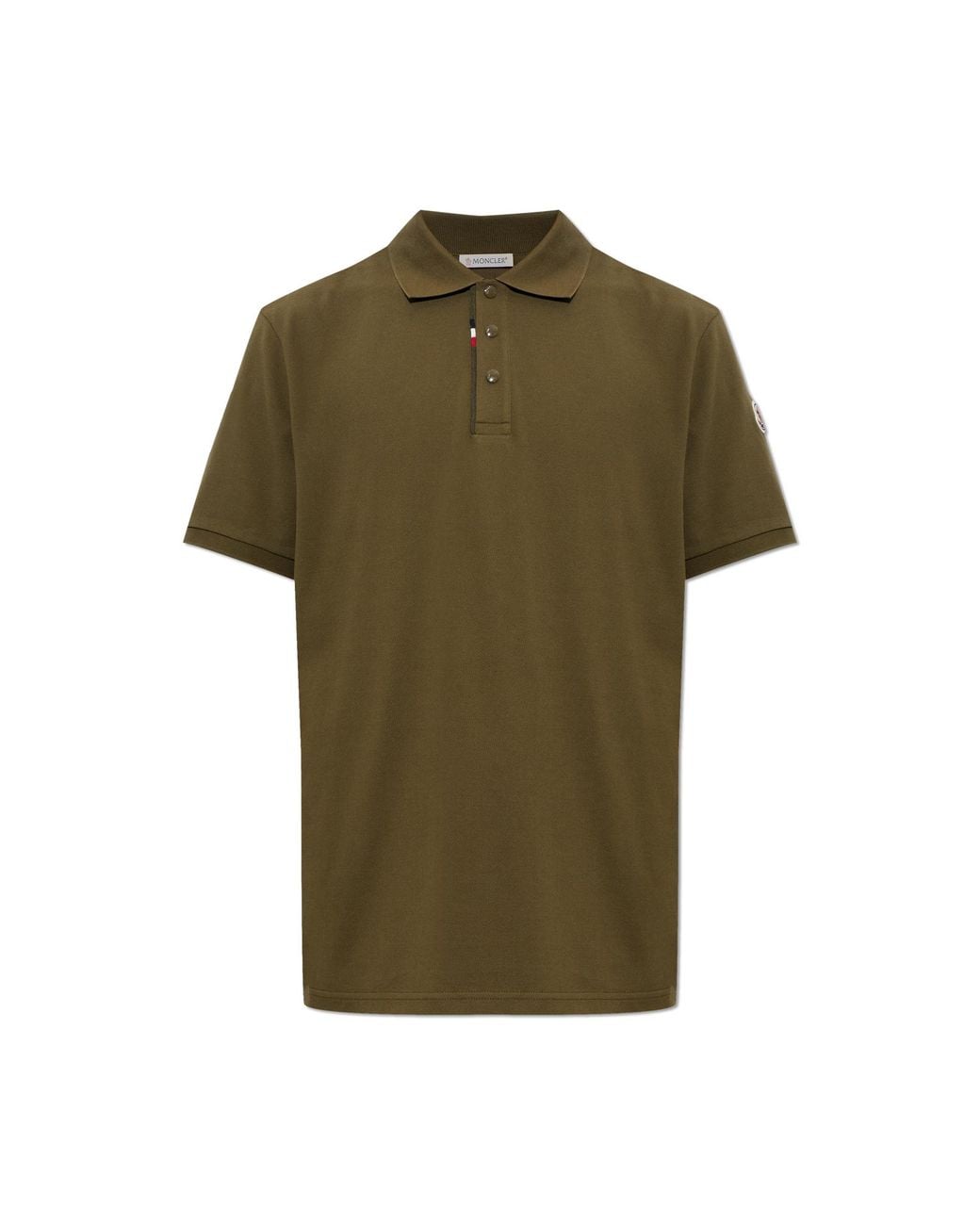 Moncler Green Polo Shirt With Logo Patch for men