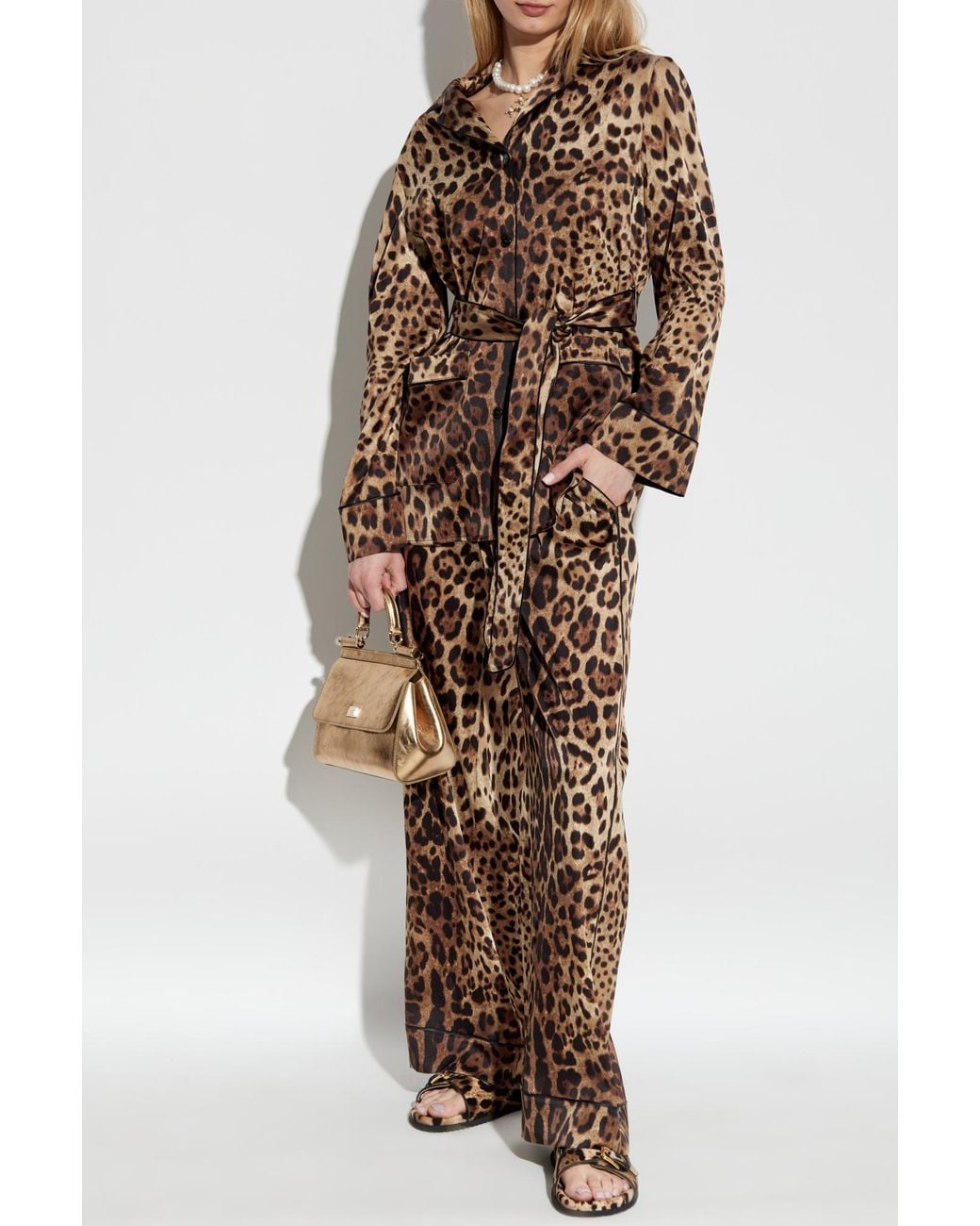 Dolce & Gabbana Brown Silk Shirt With Animal Motif