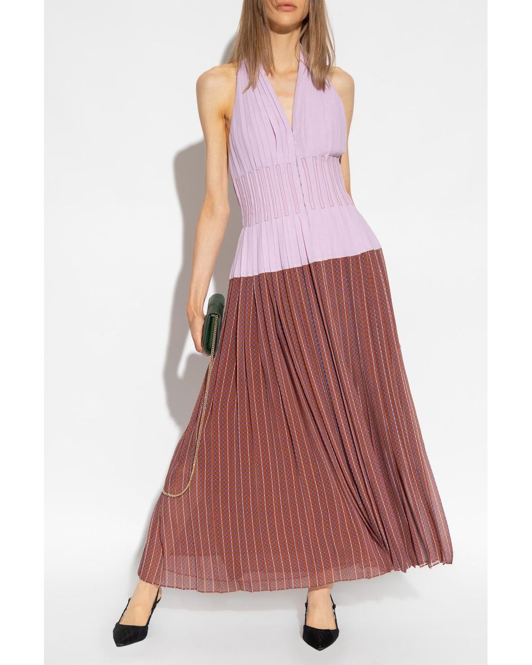 Tory Burch Pleated Dress in Purple | Lyst