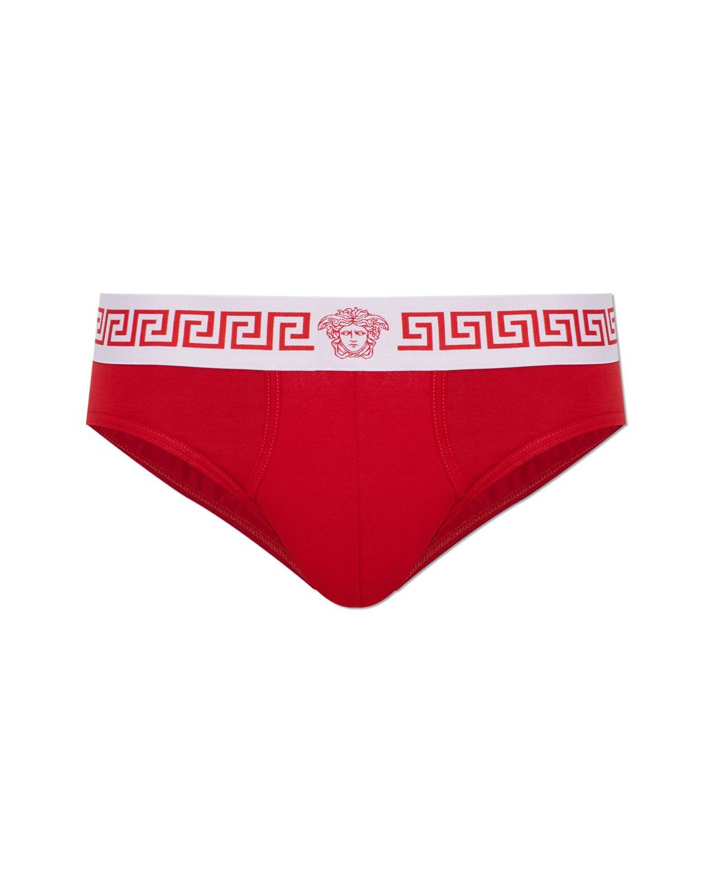Versace Red Cotton Briefs With Logo for men