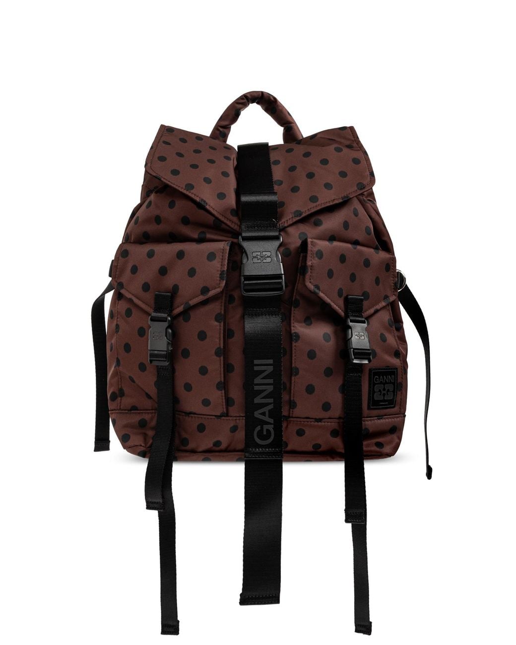 Ganni Brown Backpack With Polka Dot Pattern