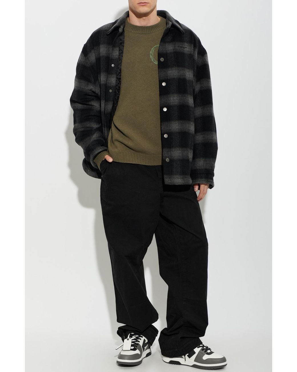 Off-White c/o Virgil Abloh Green Sweater With Velvet Logo for men