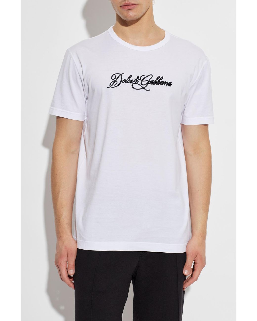 Dolce & Gabbana White T-Shirt With Embroidered Logo for men