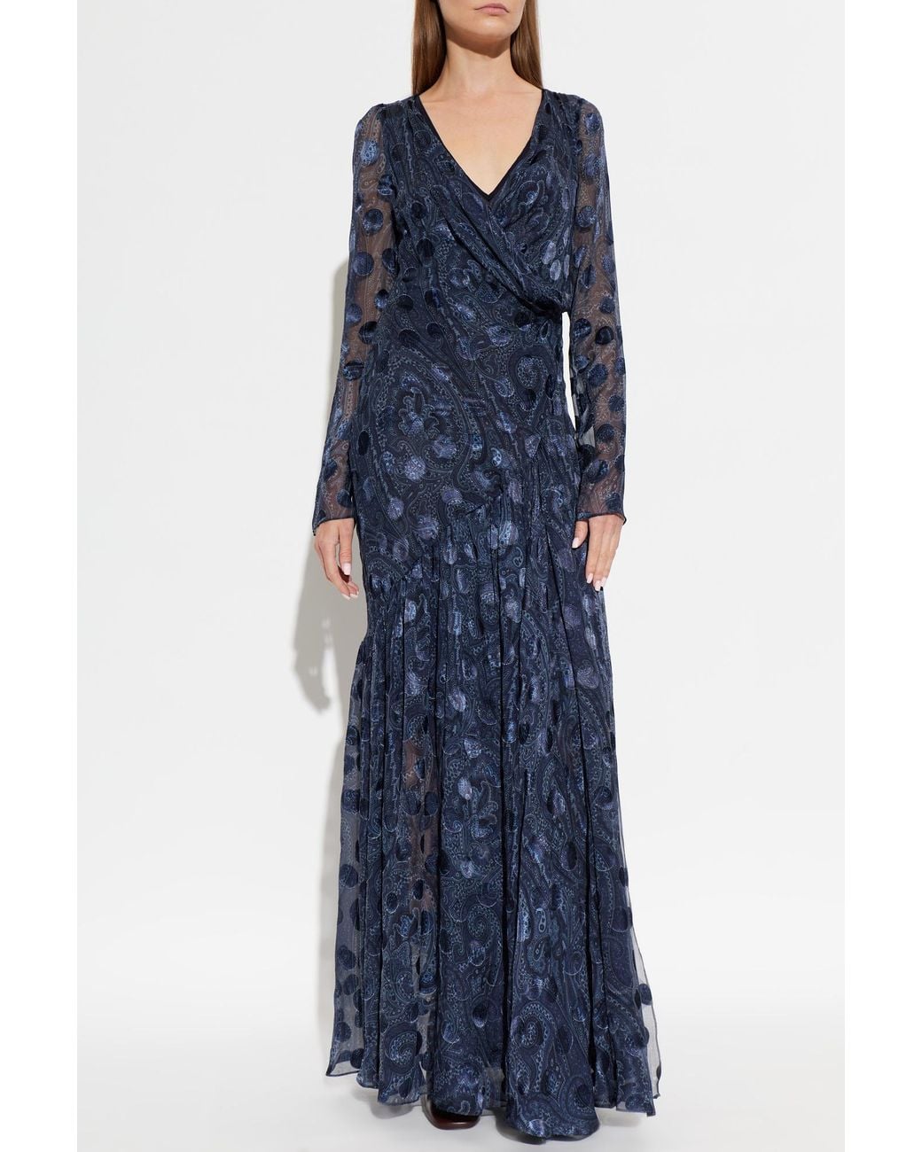 Etro Blue Patterned Maxi Dress