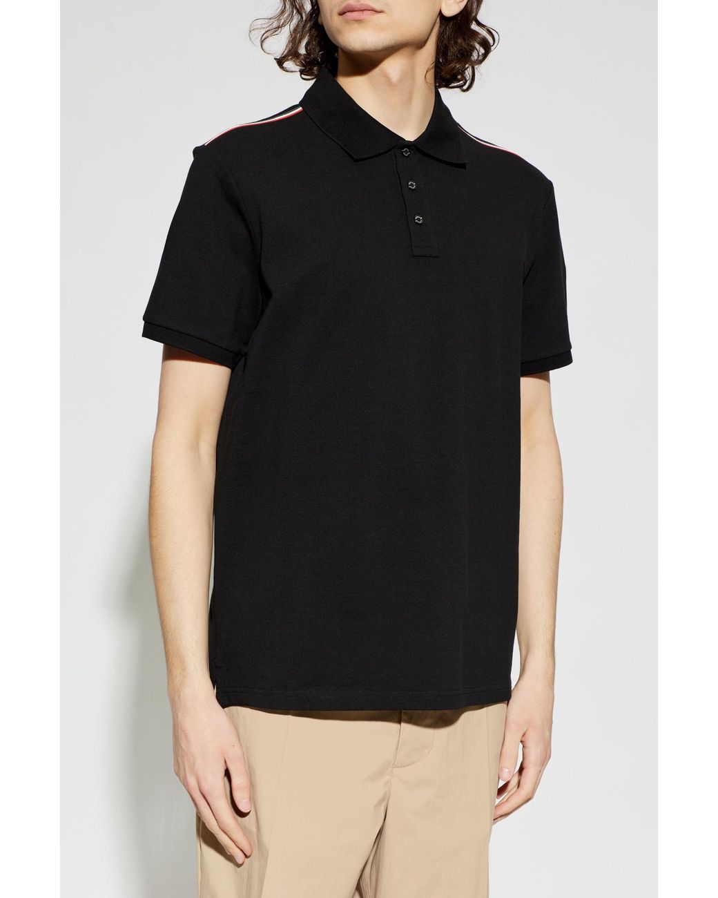 Moncler Black Polo With Logo Patch for men