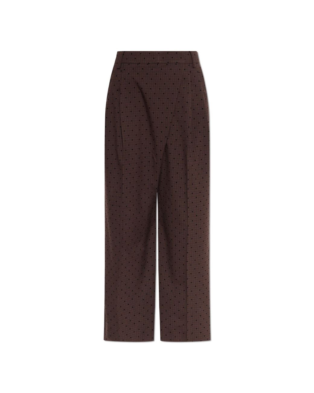 Ganni Brown Plaid Pattern Trousers