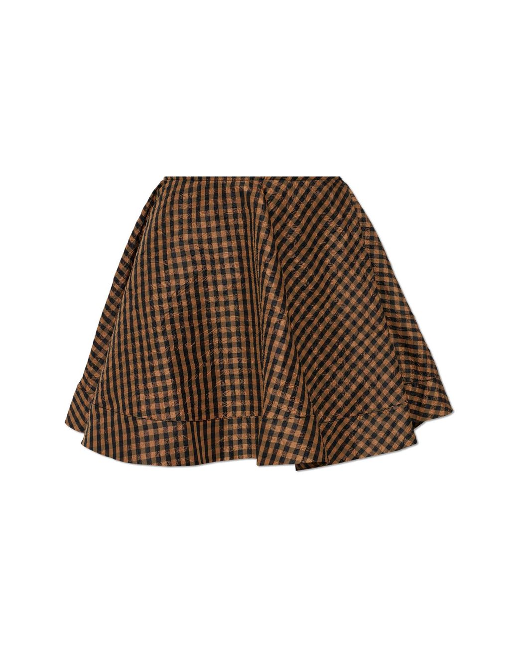 Ganni Brown Plaid Pattern Skirt