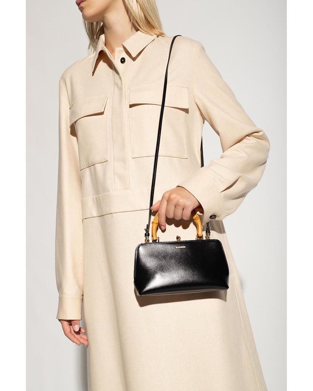 Jil Sander Black Goki Bamboo Mini Handbag