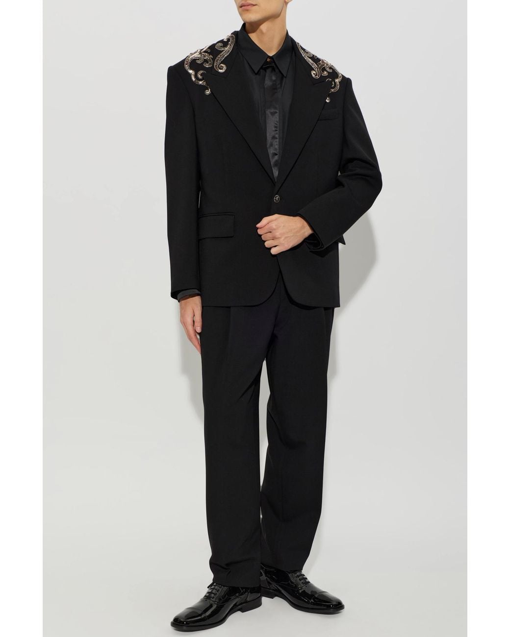 Versace Black Patent Leather Shoes for men