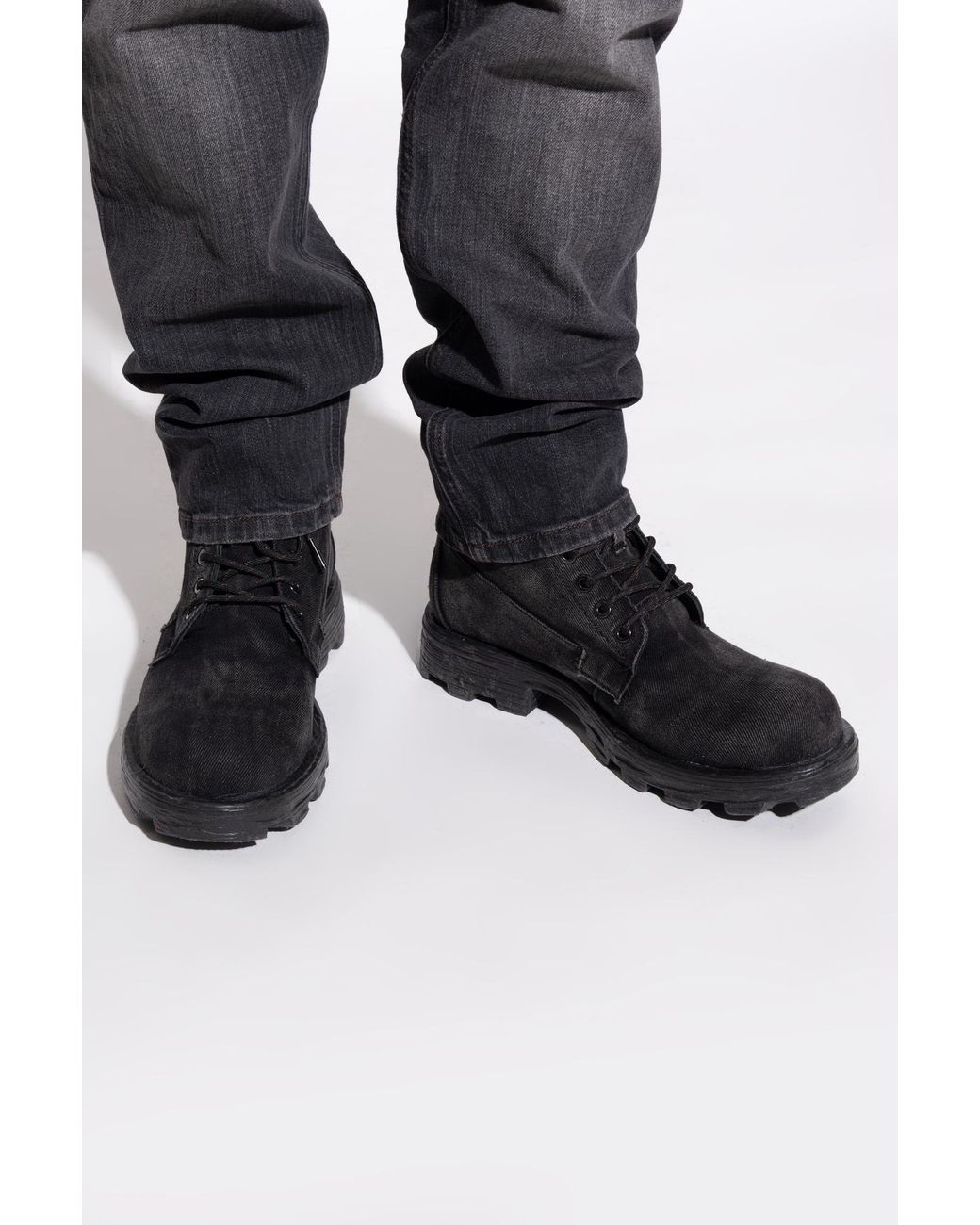 DIESEL Black Above-The-Ankle Shoes "D-Hammer Lace Up" for men
