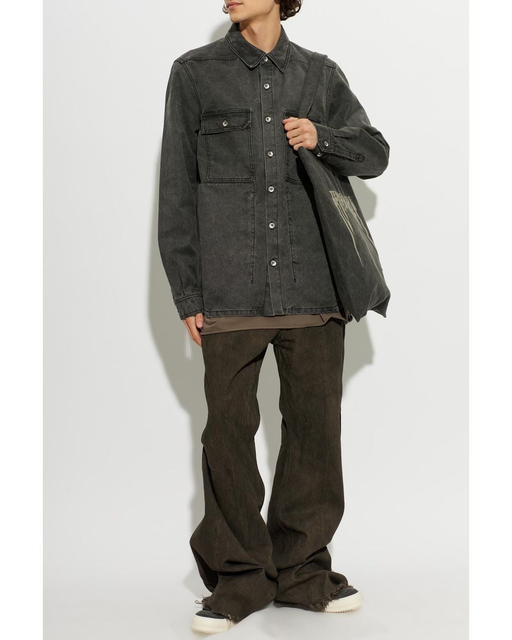 Rick Owens Gray Denim Shirt for men
