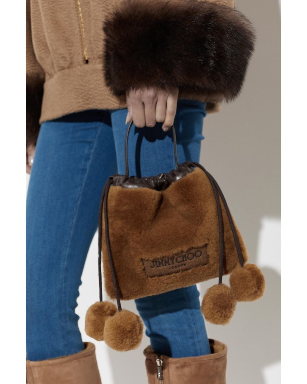 Jimmy Choo Brown 'Drawstring' Bag