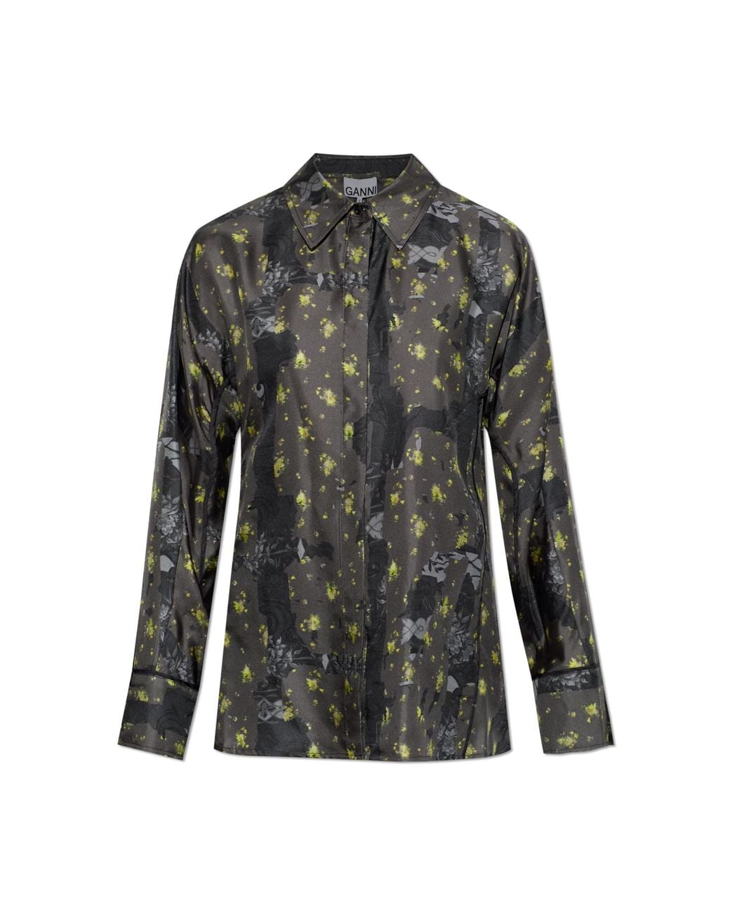 Ganni Black Silk Shirt With Waist Ties