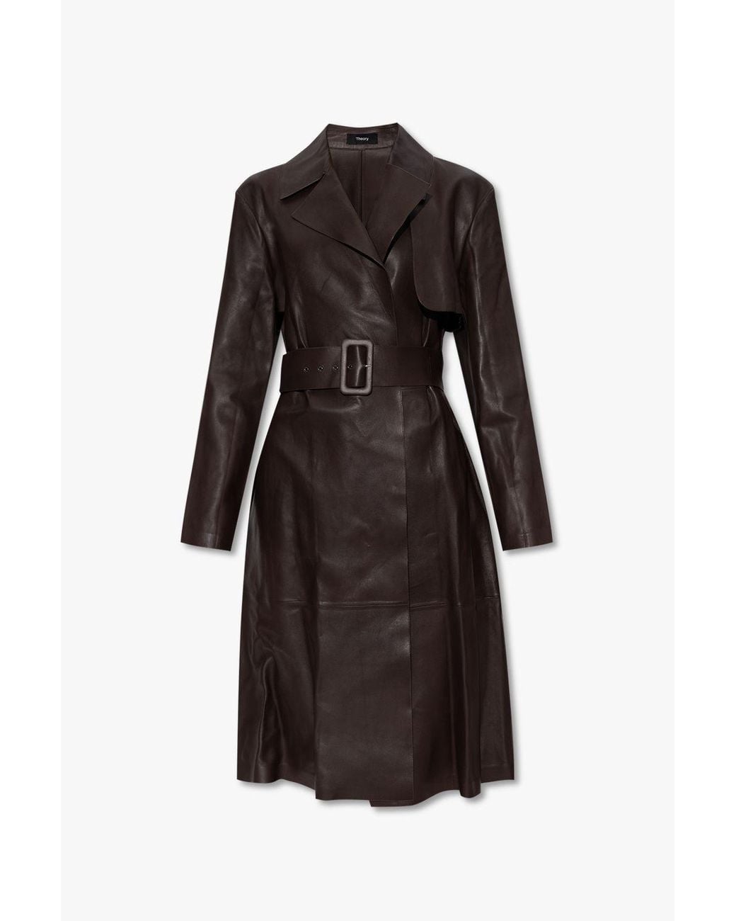 Theory Leather Trench Coat in Black Lyst