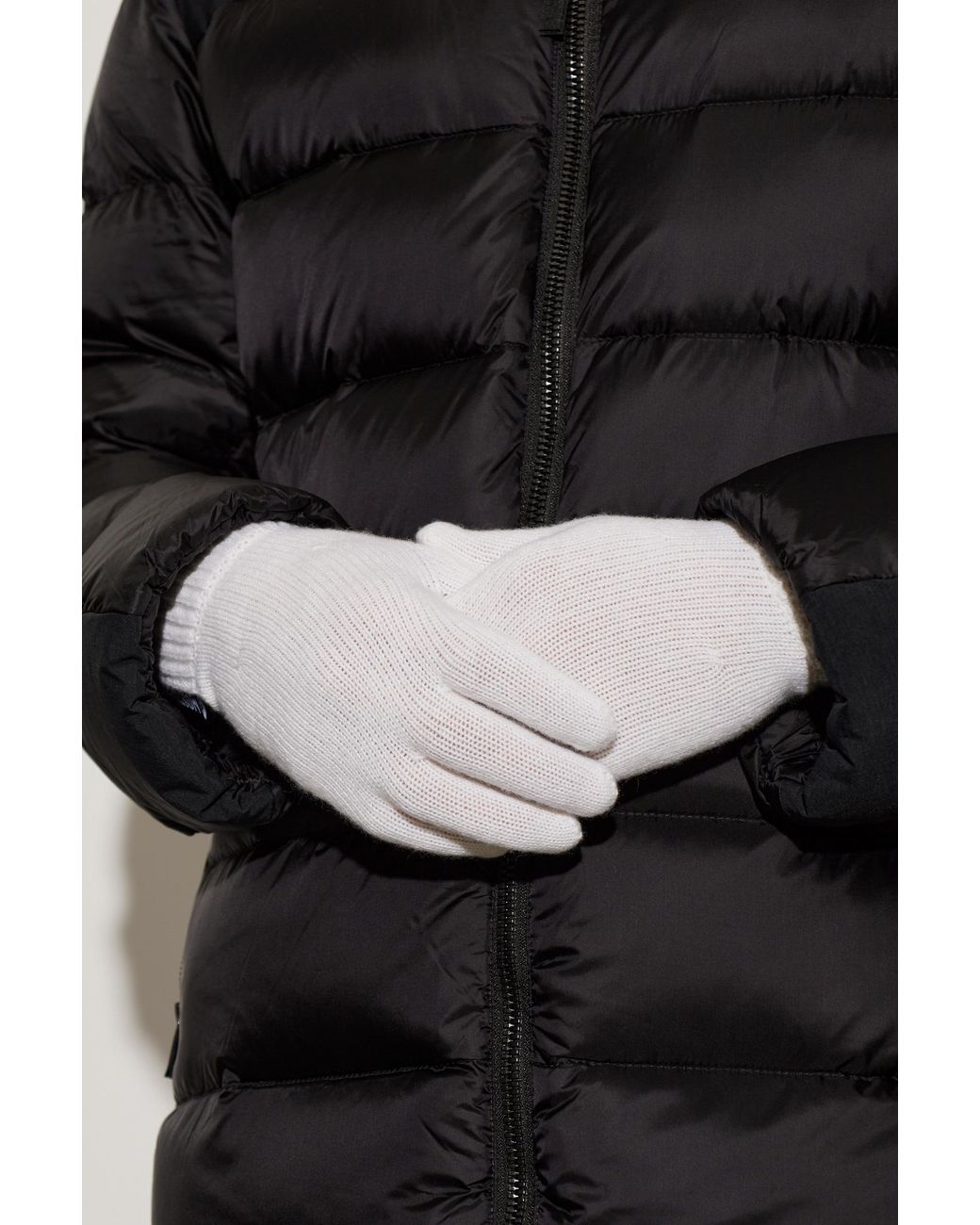 Moschino White Gloves With A Logo Patch