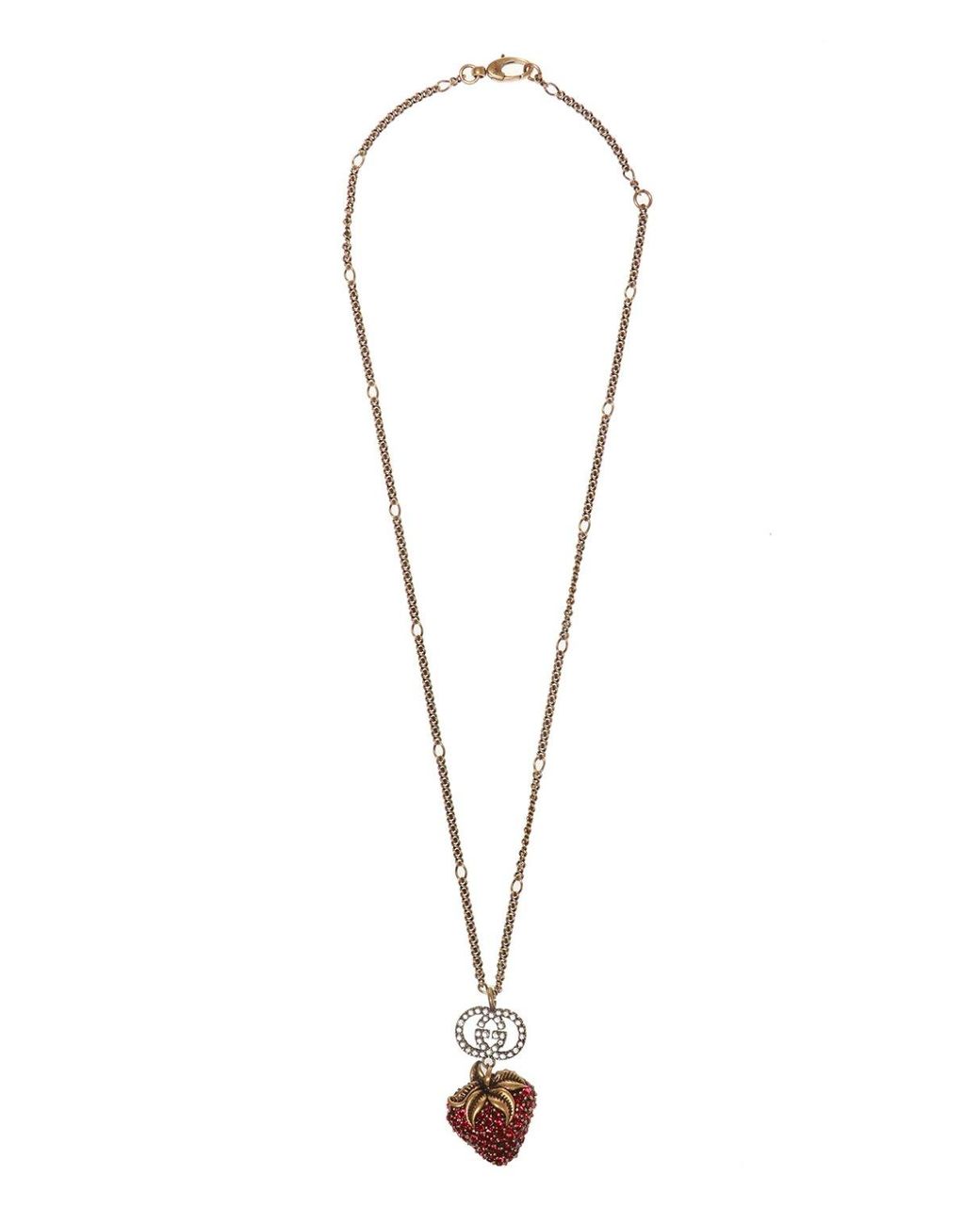 Gucci Strawberry Necklace in Metallic Lyst