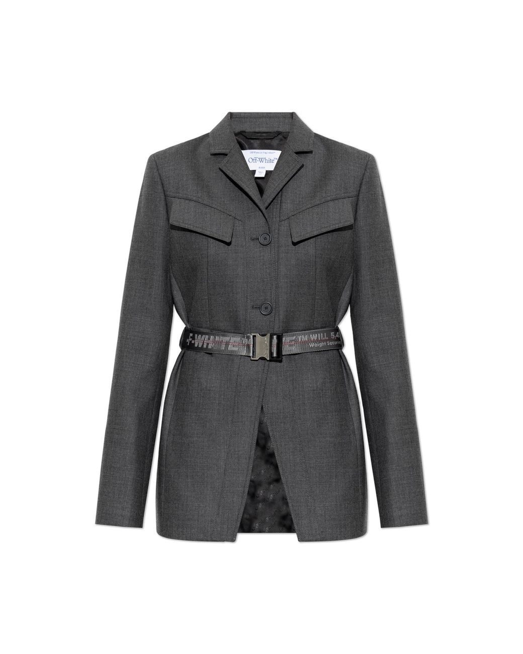 Off-White c/o Virgil Abloh Black Wool Blazer With Belt
