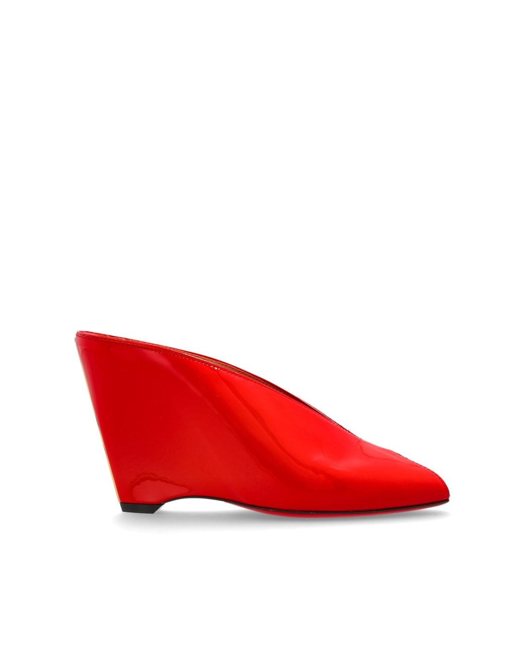 Ferragamo Red Wedge Heel Mules 'Peep'