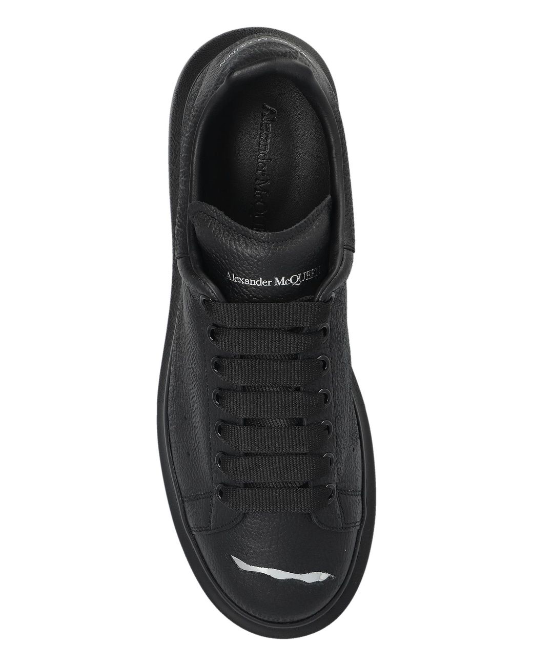 McQueen Black Leather Sports Shoes With Logo for men