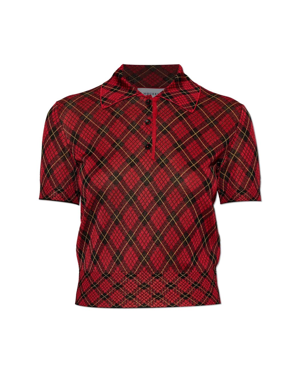 Alexander McQueen Red Checked Pattern Polo