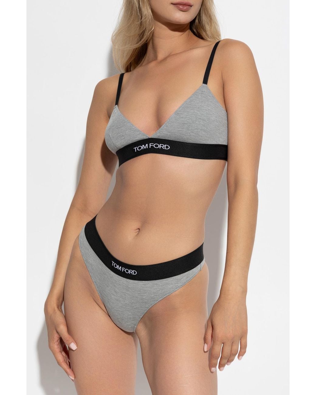 Tom Ford Black Thong With Logo