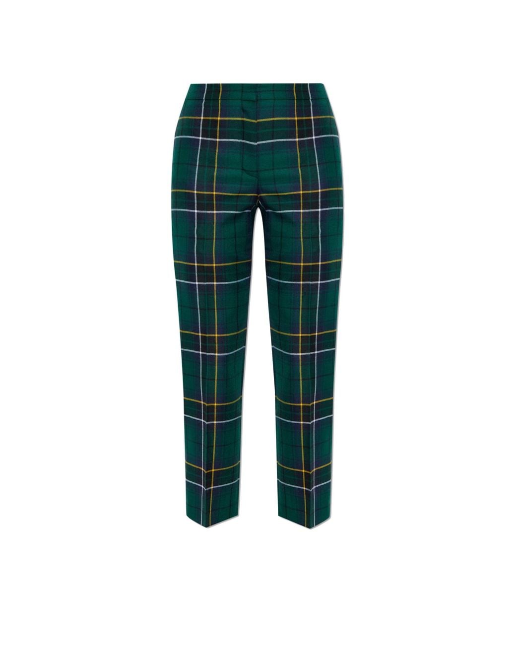 McQueen Plaid Trousers in Green | Lyst