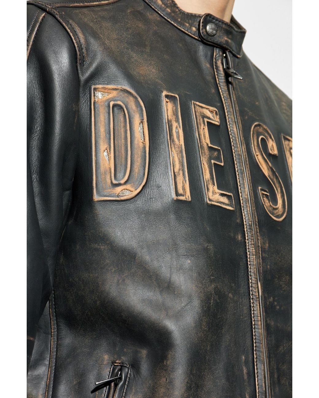 DIESEL Leather Jacket L-Met-A A14269 in Black for Men | Lyst UK