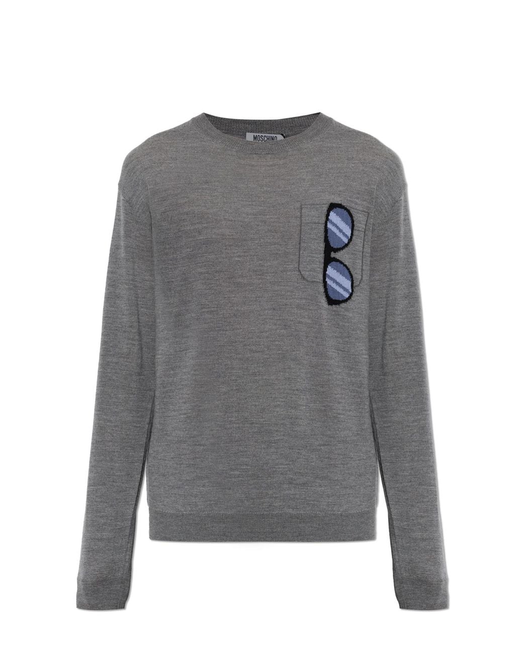 Moschino Gray Wool Sweater With Print for men