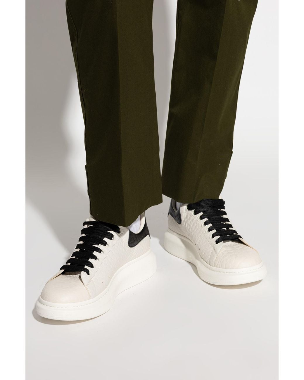 McQueen White Leather Sports Shoes for men