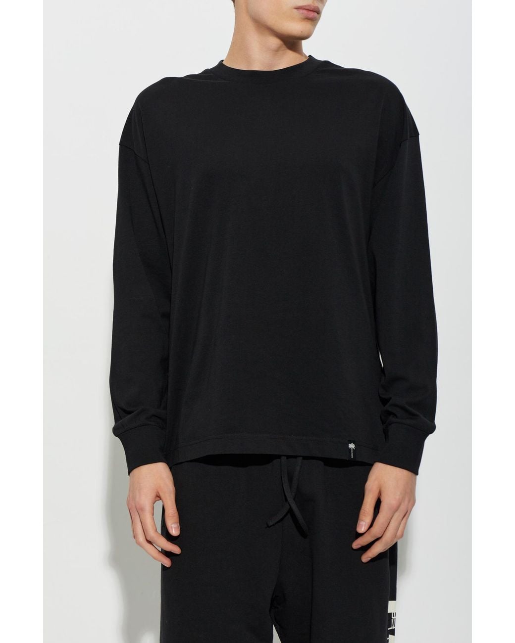 Palm Angels Black Cotton Long Sleeve T-Shirt for men