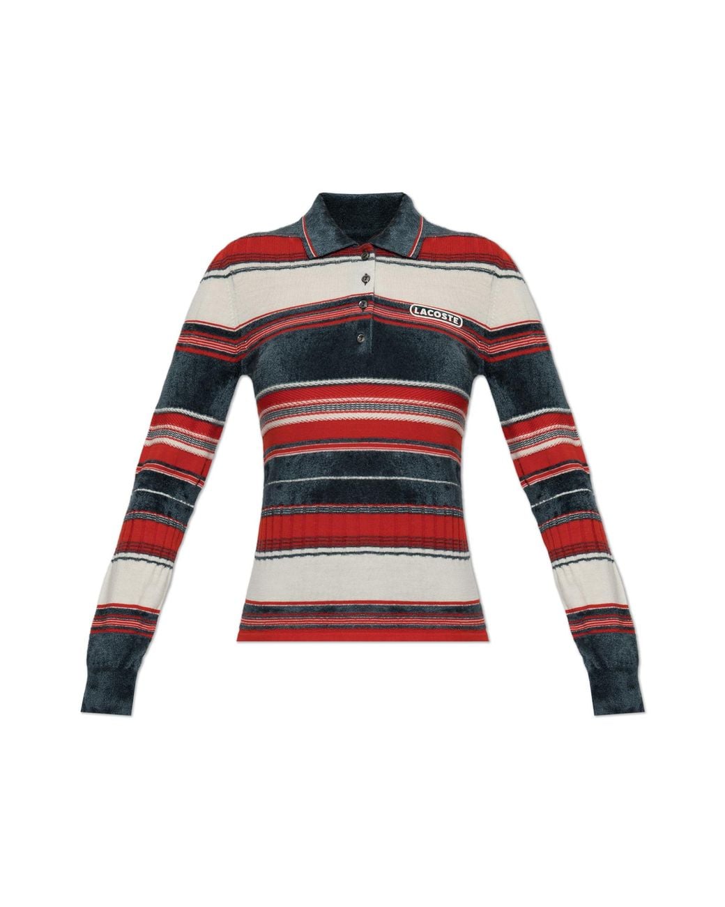 LACOSTE RUNWAY Red Long-Sleeved Polo Shirt