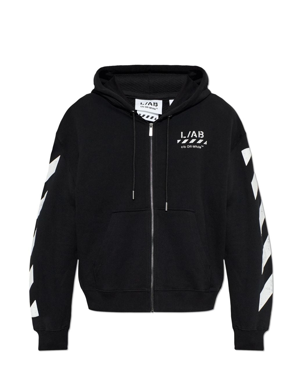 LAB C.O. OFF WHITE Black Hoodie With Hood for men