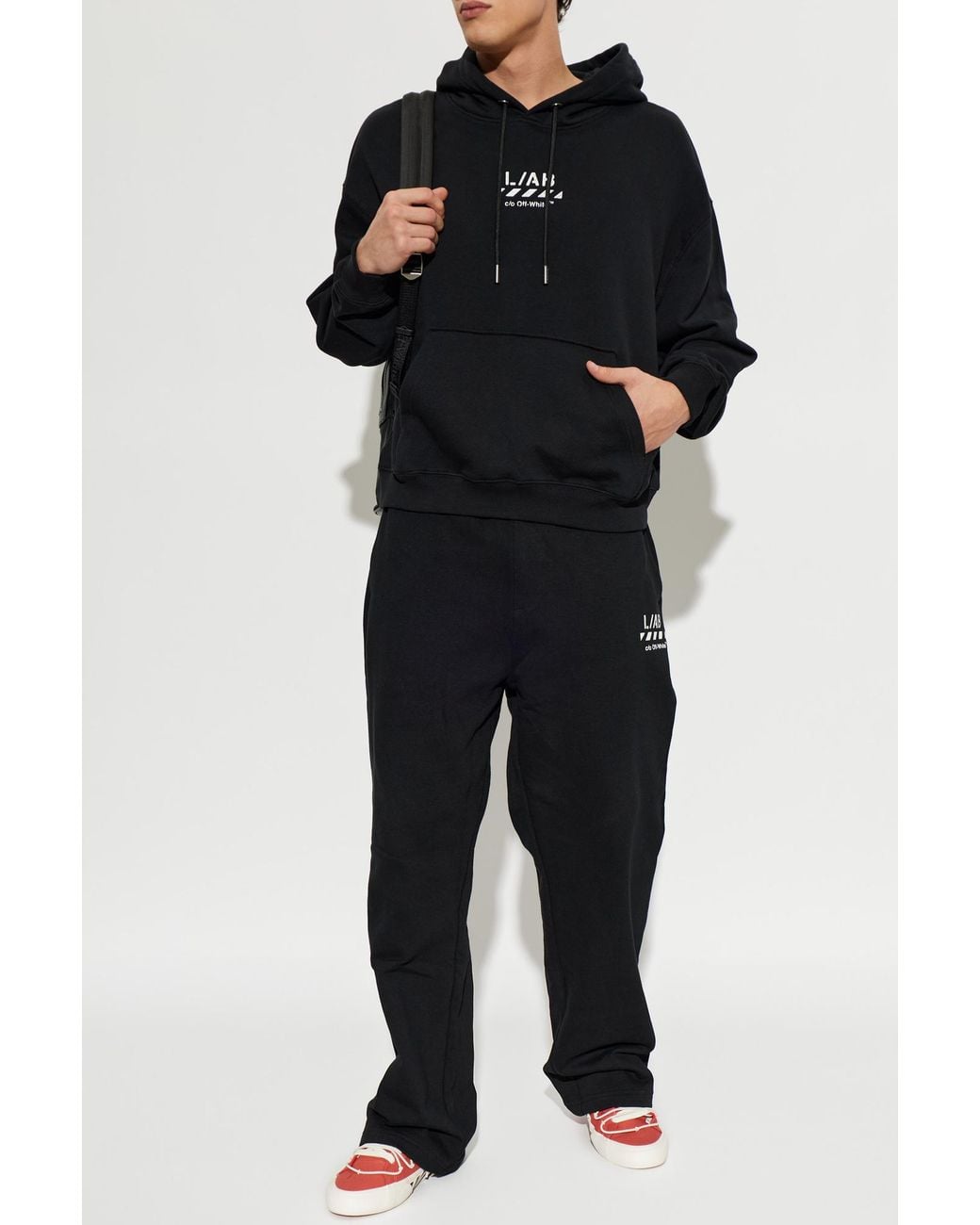 LAB C.O. OFF WHITE Blue Hoodie With Contrast Prints for men