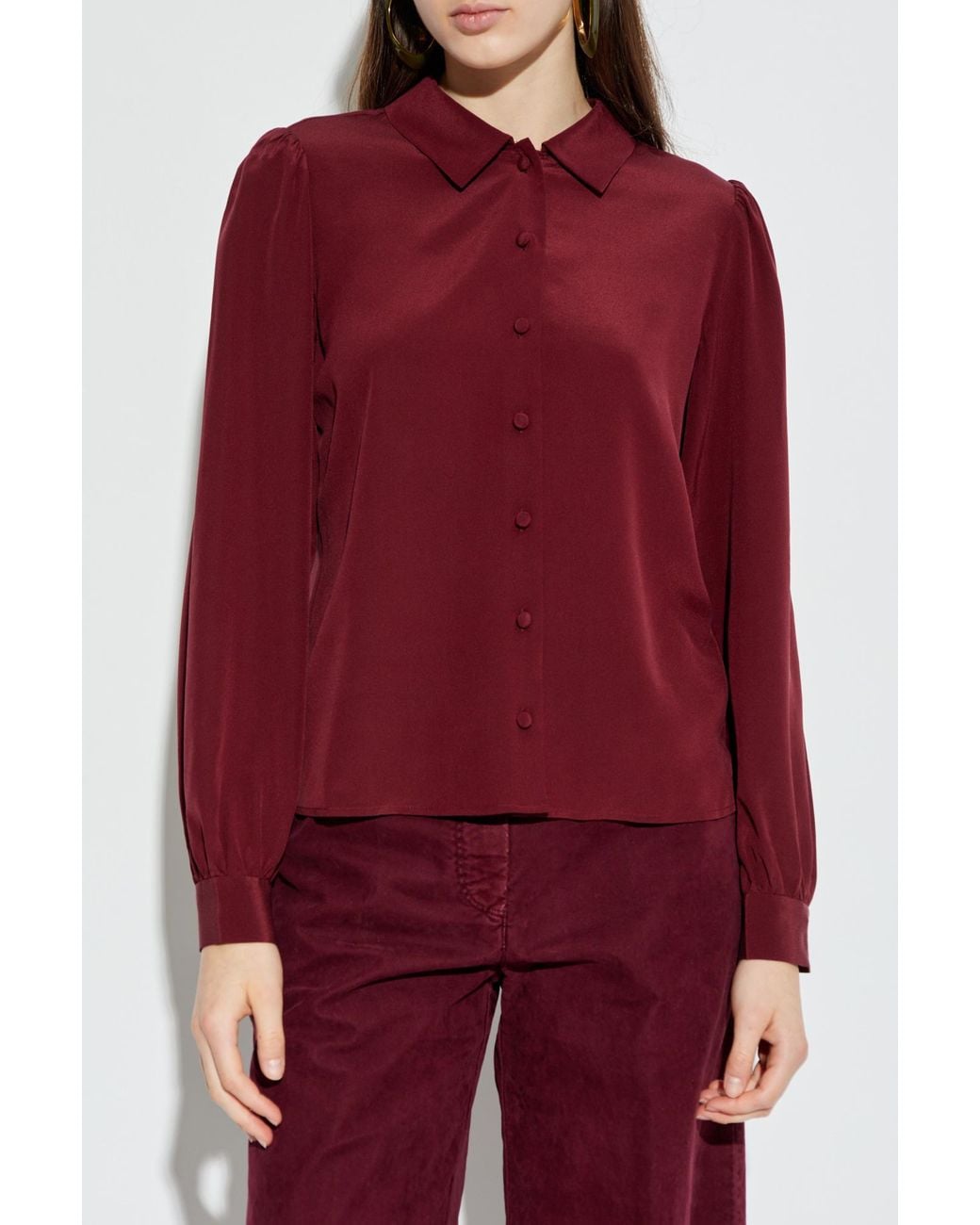 FRAME Red Silk Top