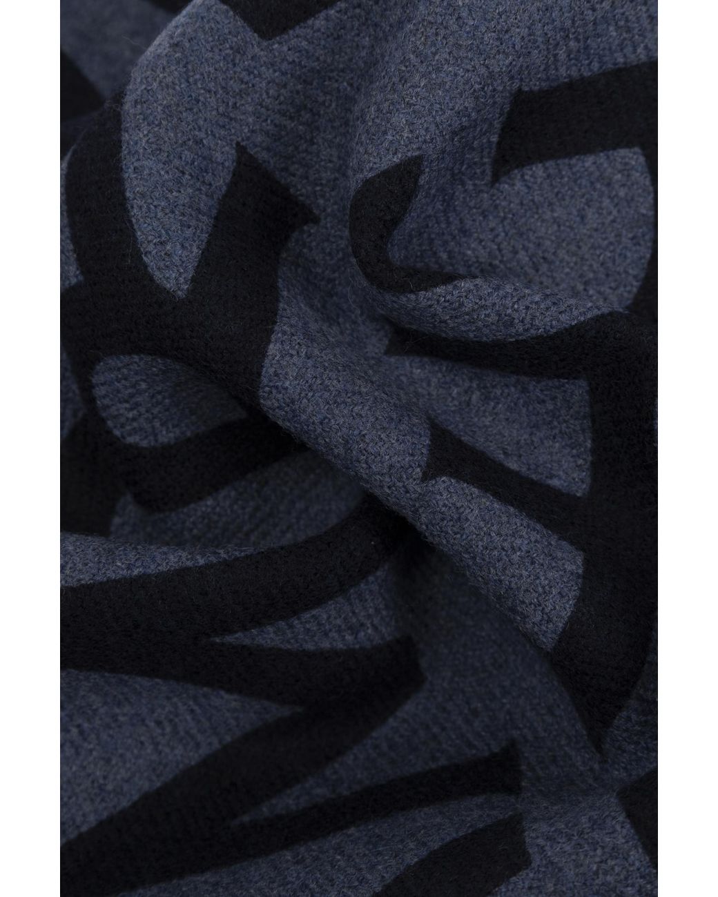 Ferragamo Blue Wool Scarf With Monogram for men