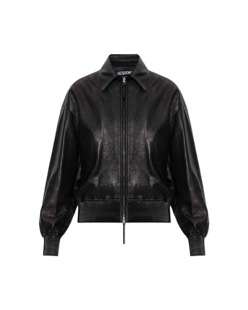 Jacquemus Black Leather Jacket 'Losange'