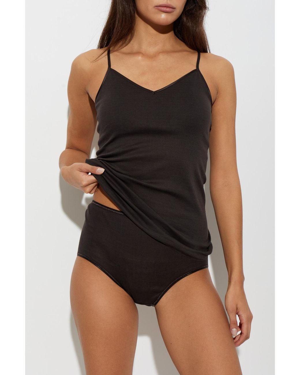 Hanro Black Lingerie Top From The 'Cotton Seamless' Collection