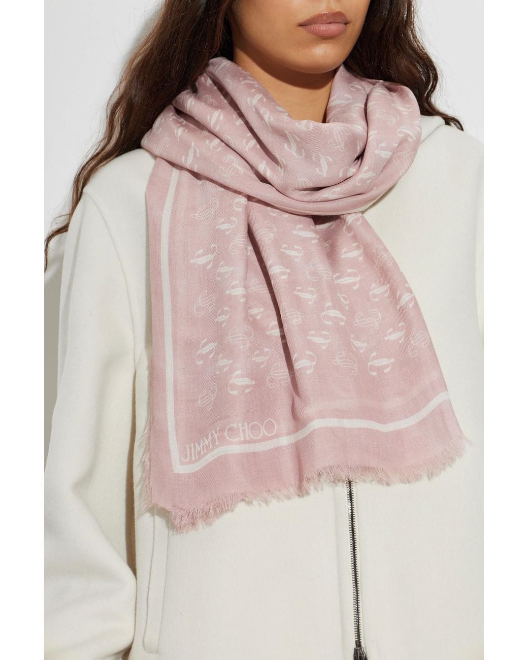 Jimmy Choo Pink Monogram Scarf