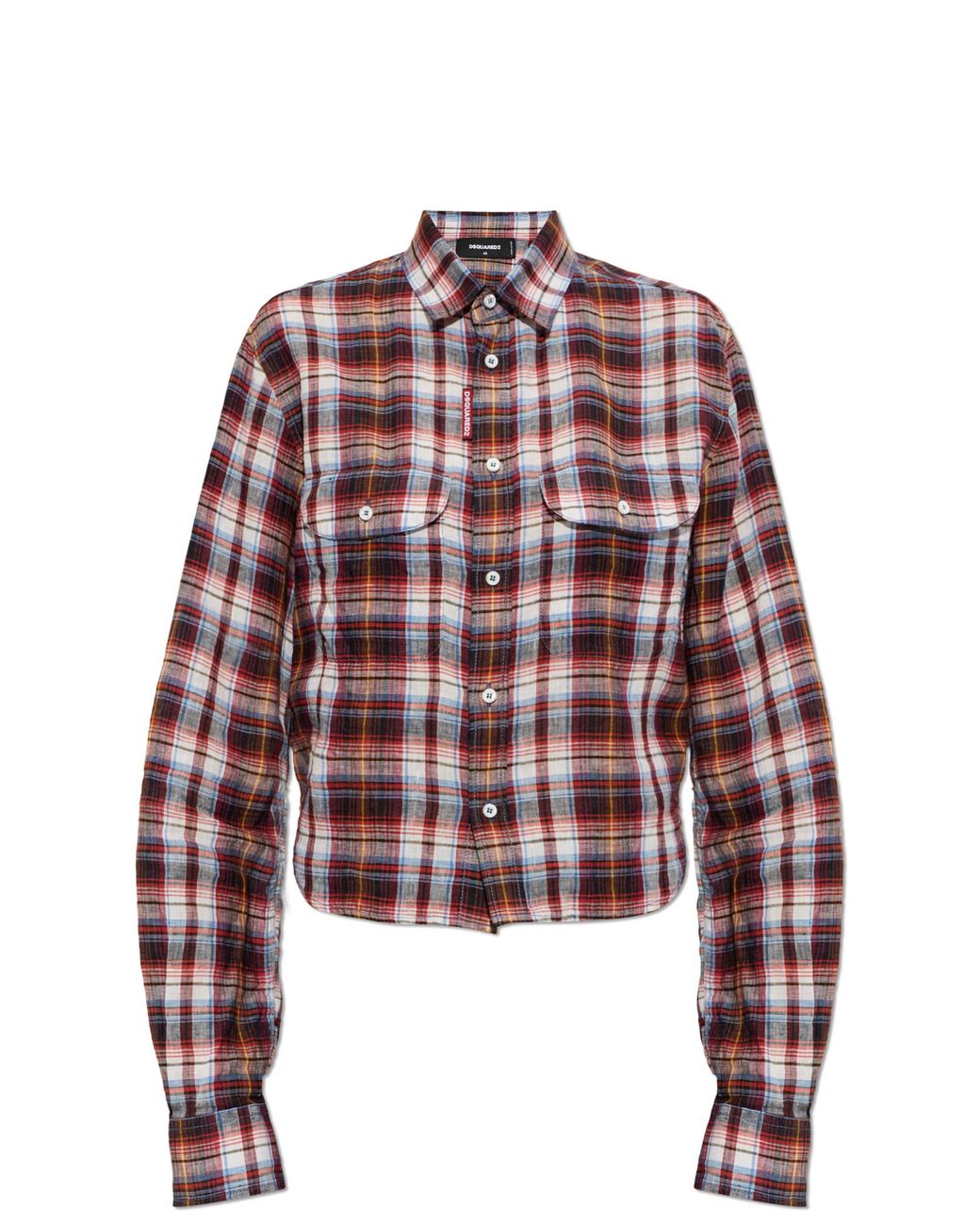 DSquared² Blue Linen Shirt With A Check Pattern