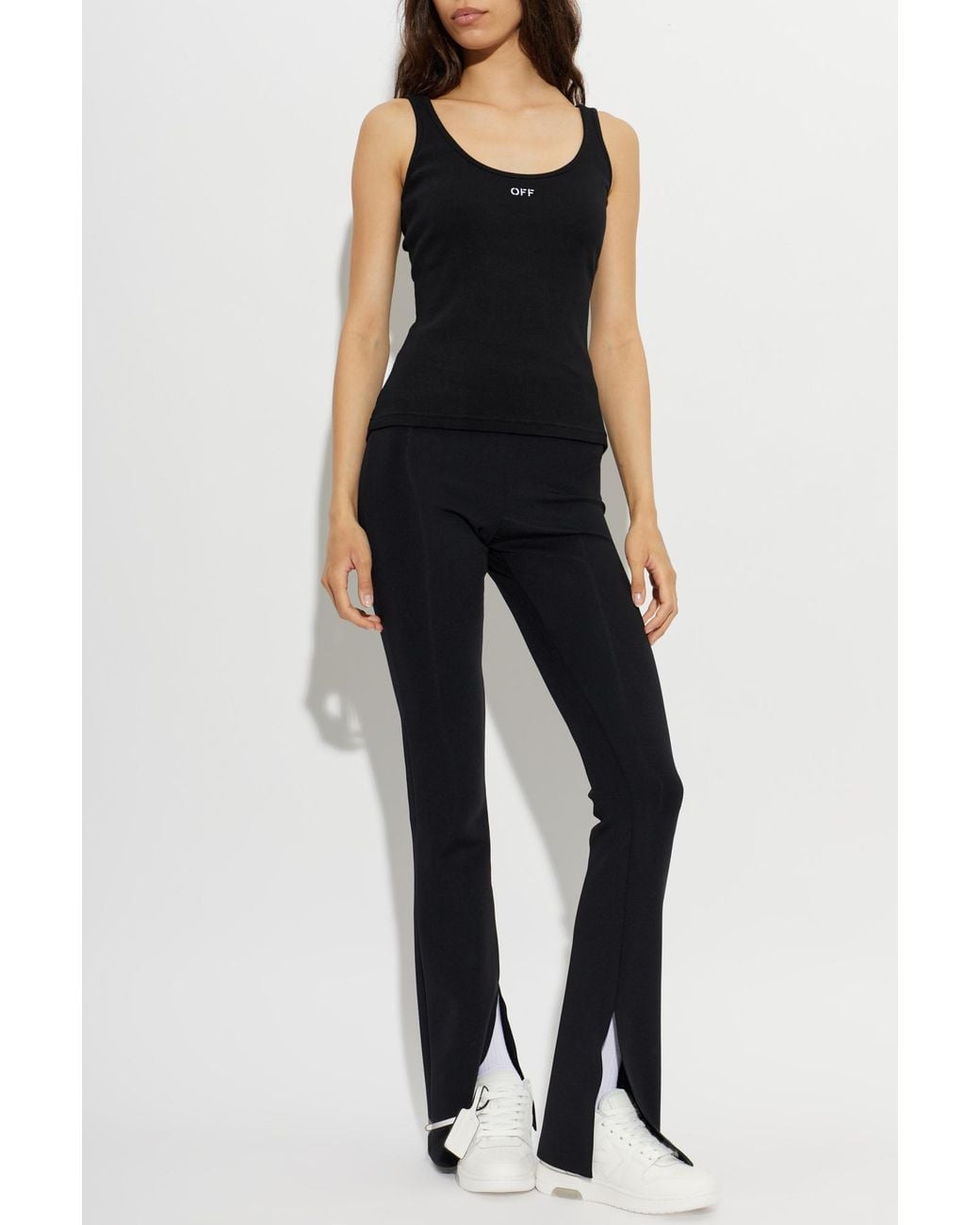 Off-White c/o Virgil Abloh Black Ribbed Top With Embroidered Logo