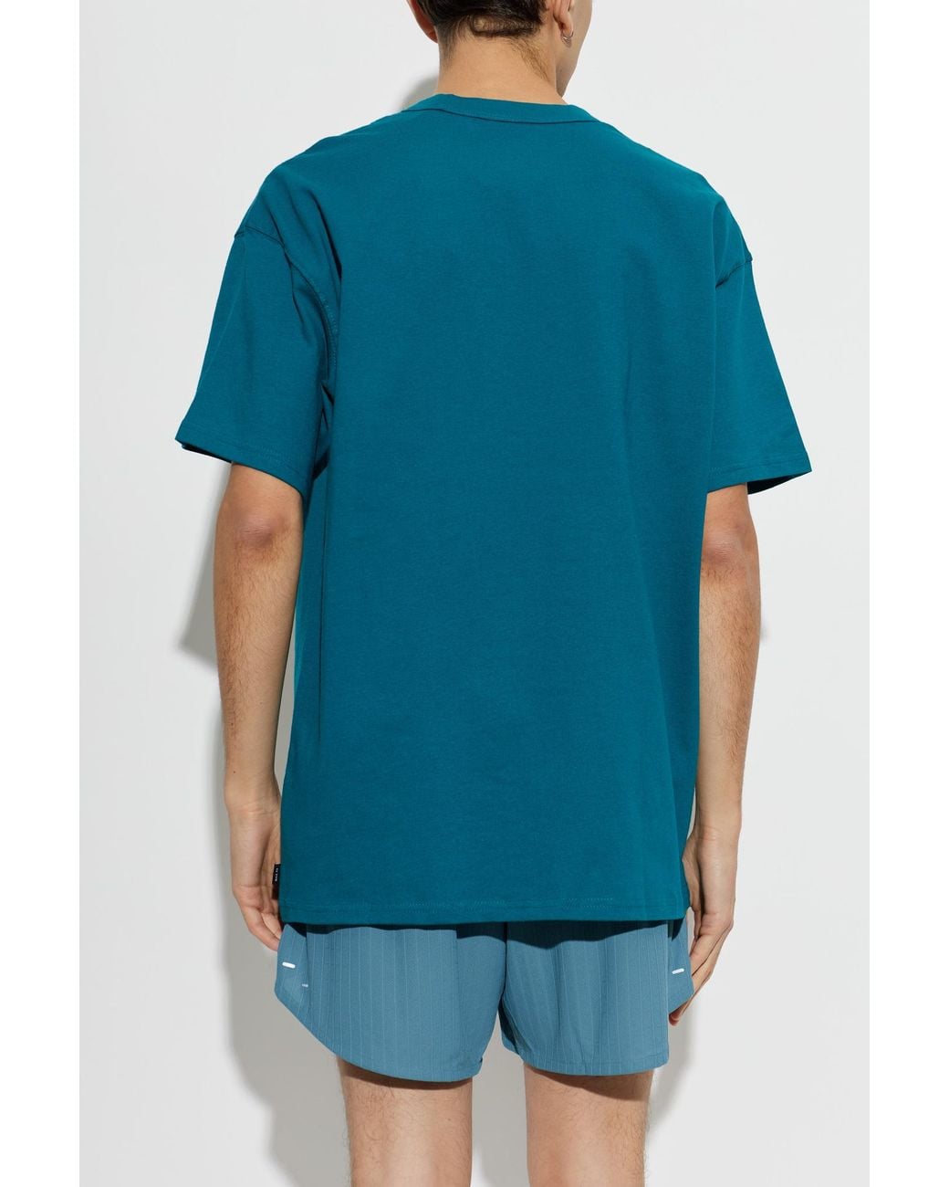 Nike Blue Oversized Embroidered Logo T-Shirt for men