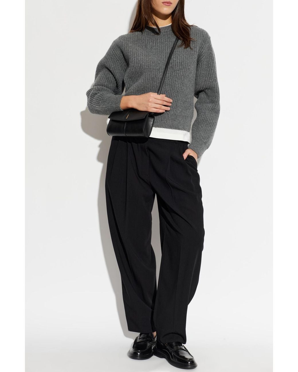 Jil Sander Gray Wool Sweater With A Crew Neck