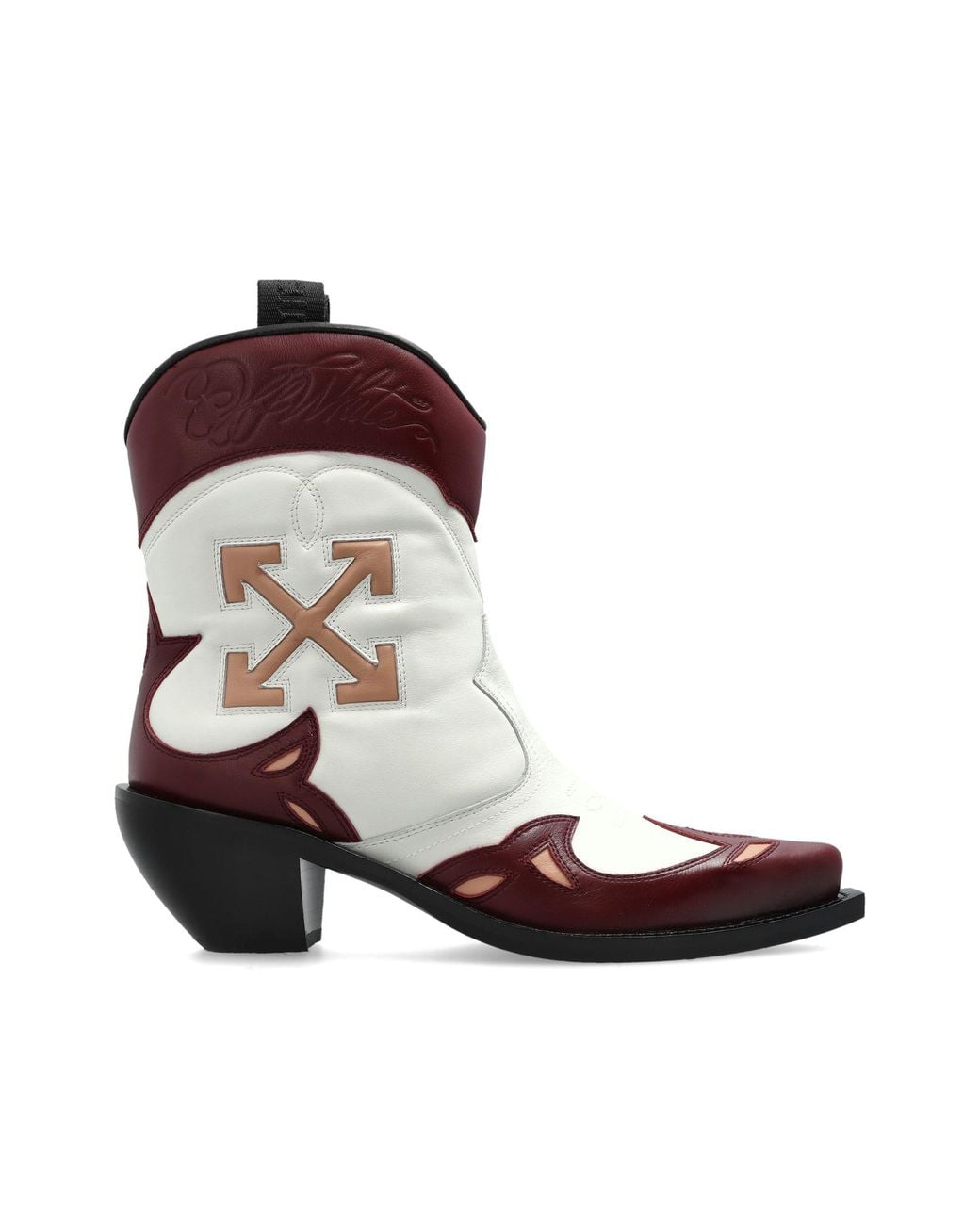 Off-White c/o Virgil Abloh Brown 'Santiag' Heeled Ankle Boots