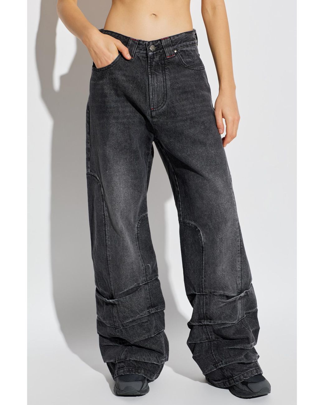 AVAVAV Black Jeans With Stitching