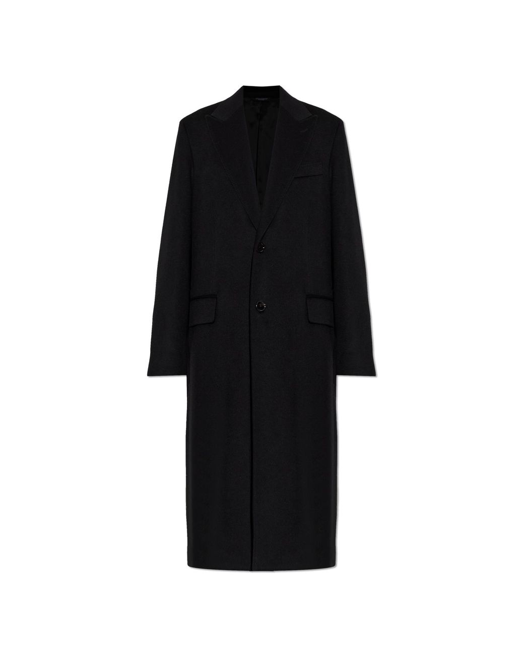 Dolce & Gabbana Black Cashmere Coat With Single Vent for men