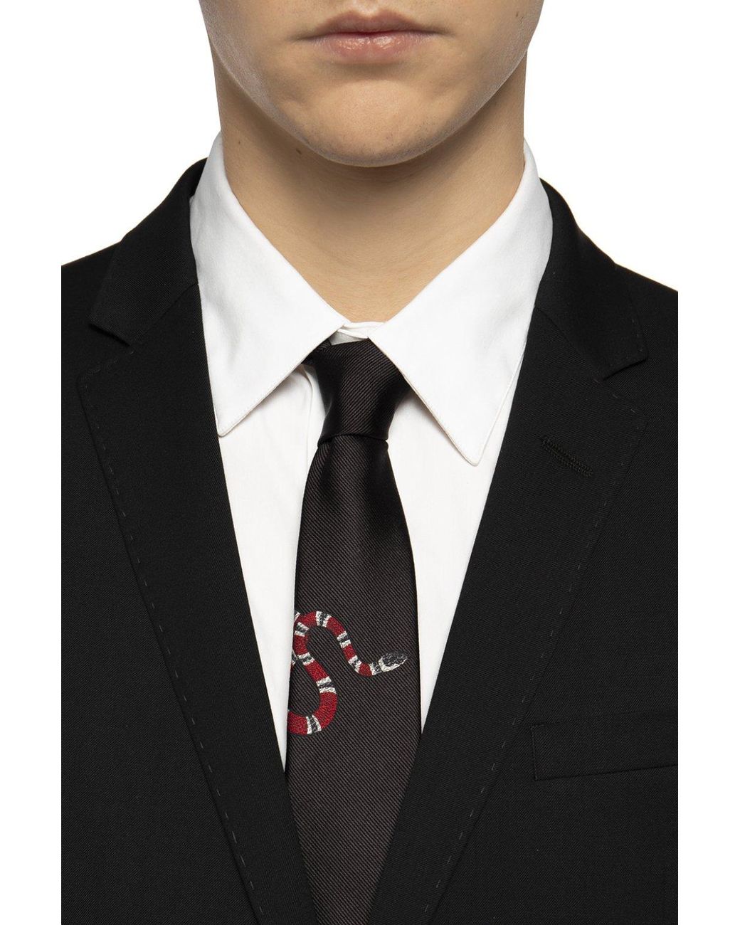 Gucci Kingsnake Motif Silk Tie in Black for Men | Lyst